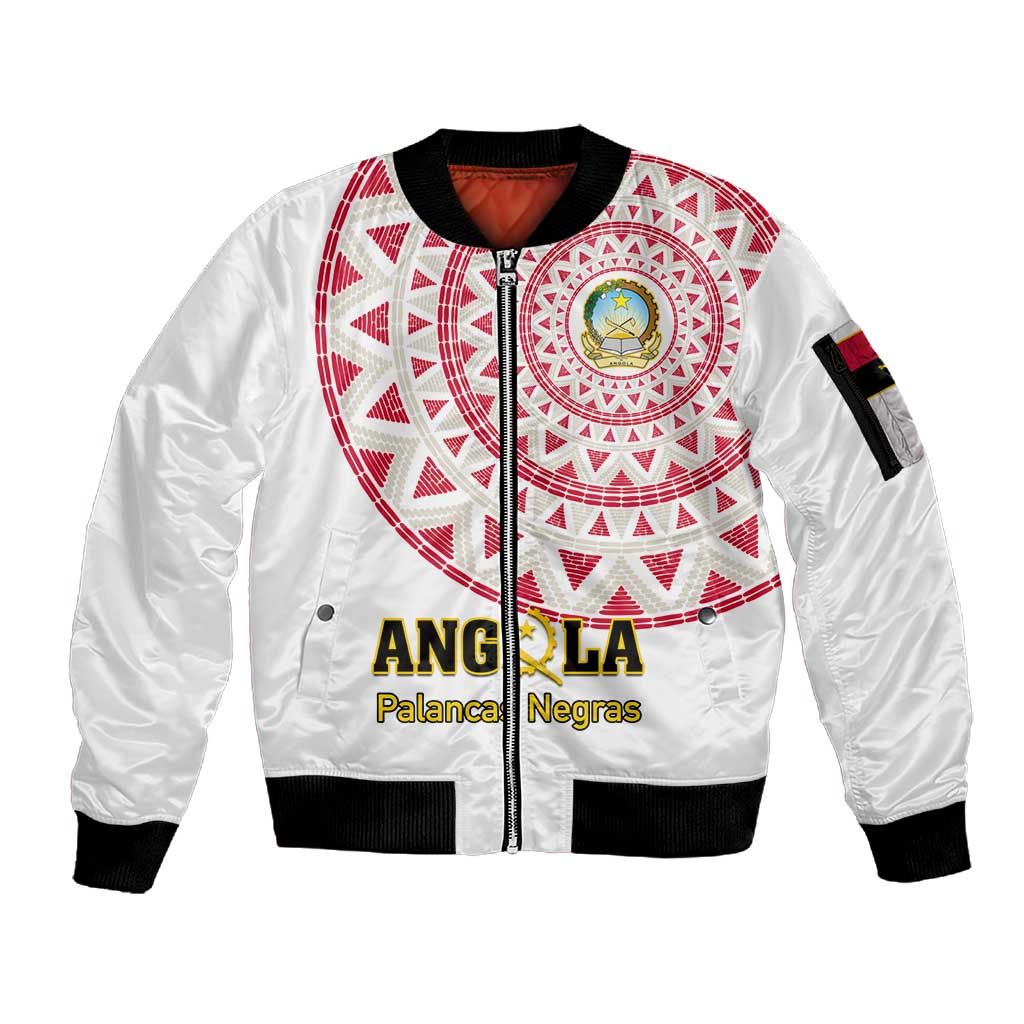 Support Palancas Negras - White Angola Football Sleeve Zip Bomber Jacket