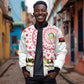 Support Palancas Negras - White Angola Football Sleeve Zip Bomber Jacket