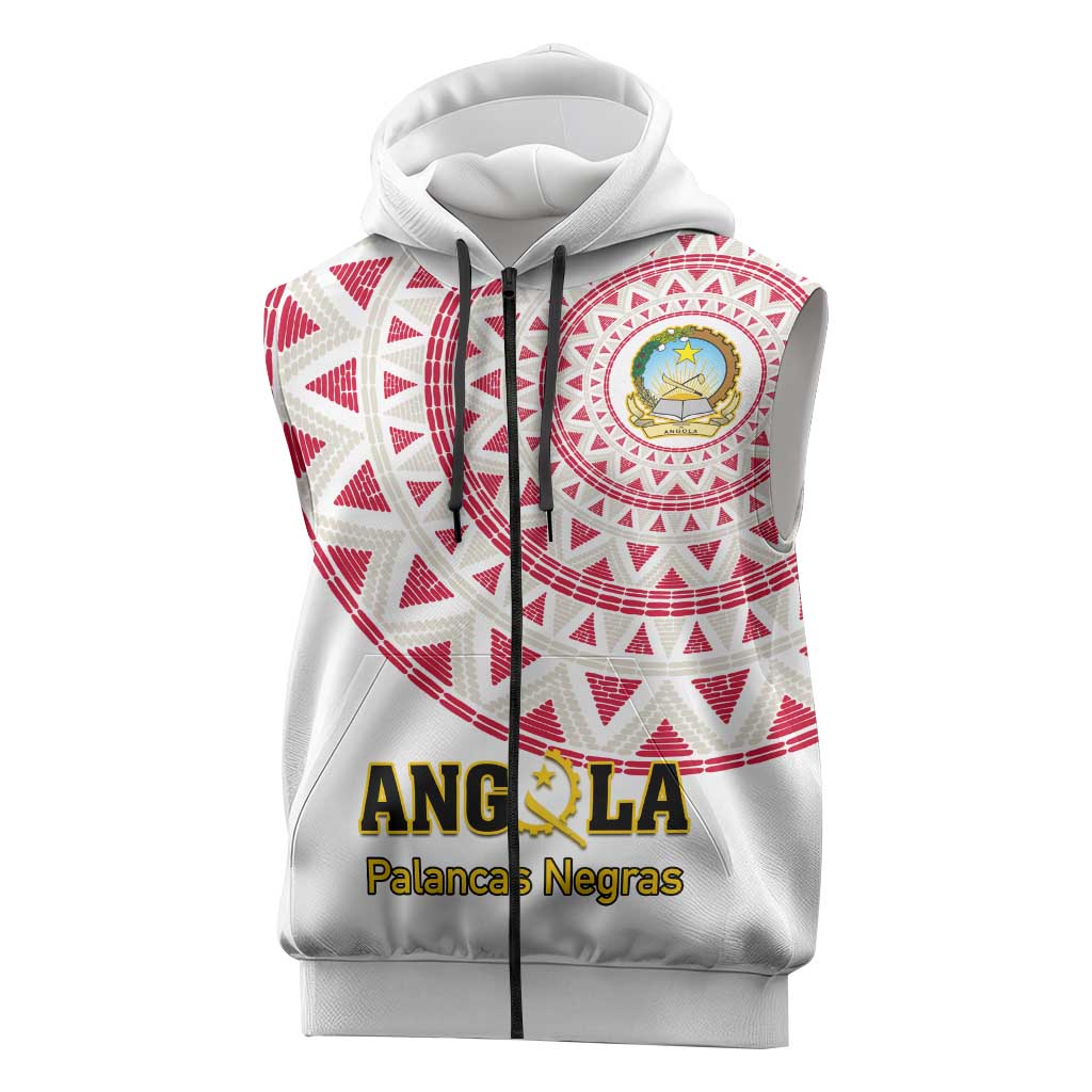 Support Palancas Negras - White Angola Football Sleeveless Zip Hoodie - African Pride