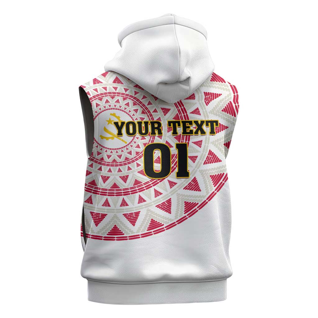 Support Palancas Negras - White Angola Football Sleeveless Zip Hoodie - African Pride