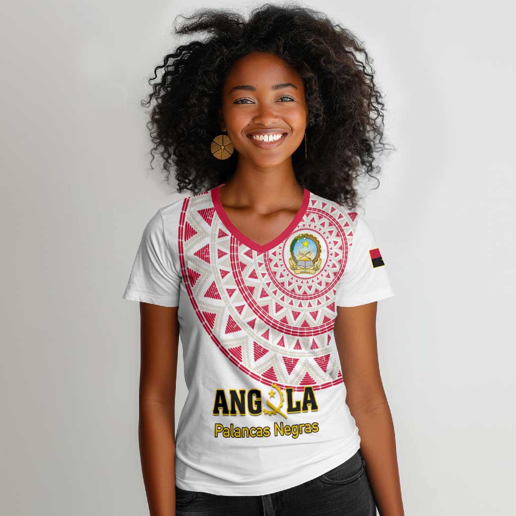 Support Palancas Negras - White Angola Football Women V-Neck T-Shirt