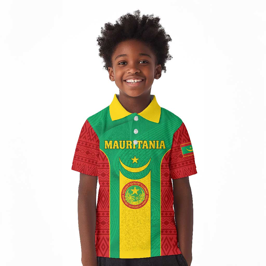 Support the Lions of Chinguetti - Mauritania Football Kid Polo Shirt