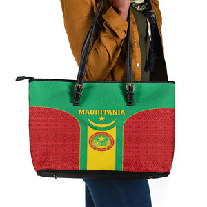 Support the Lions of Chinguetti - Mauritania Football Leather Tote Bag