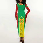 Support the Lions of Chinguetti - Mauritania Football Long Sleeve Bodycon Dress LT01