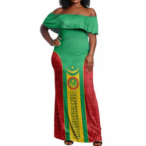 Support the Lions of Chinguetti - Mauritania Football Off Shoulder Maxi Dress