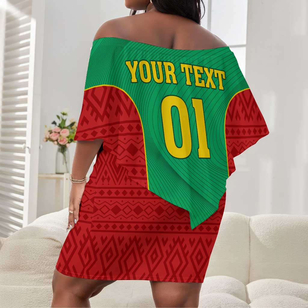 Support the Lions of Chinguetti - Mauritania Football Off Shoulder Short Dress LT01