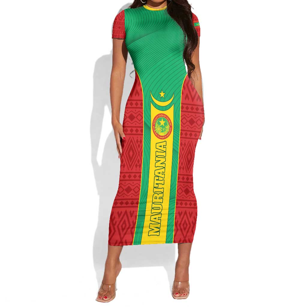 Support the Lions of Chinguetti - Mauritania Football Short Sleeve Bodycon Dress LT01