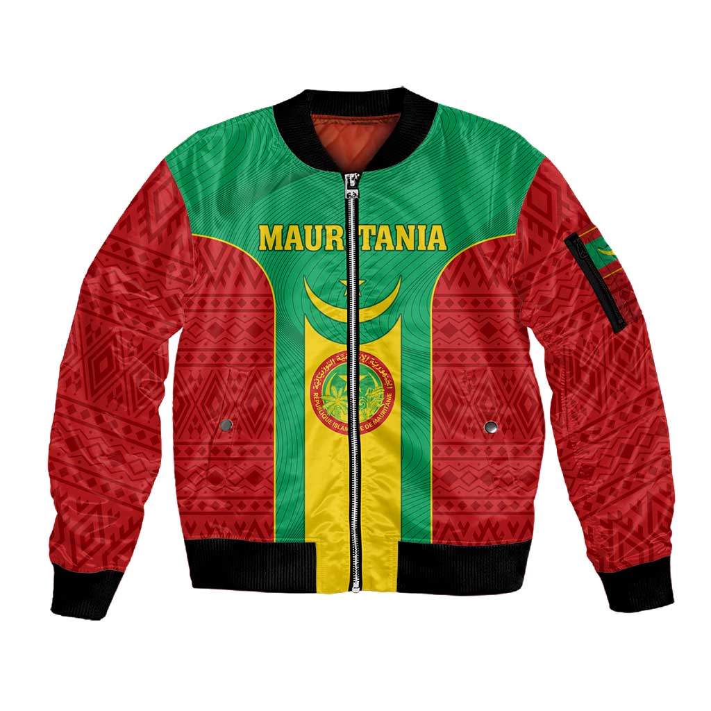 Support the Lions of Chinguetti - Mauritania Football Sleeve Zip Bomber Jacket