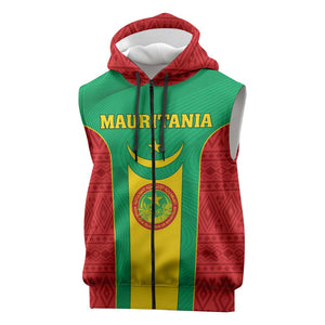 Support the Lions of Chinguetti - Mauritania Football Sleeveless Zip Hoodie - African Pride