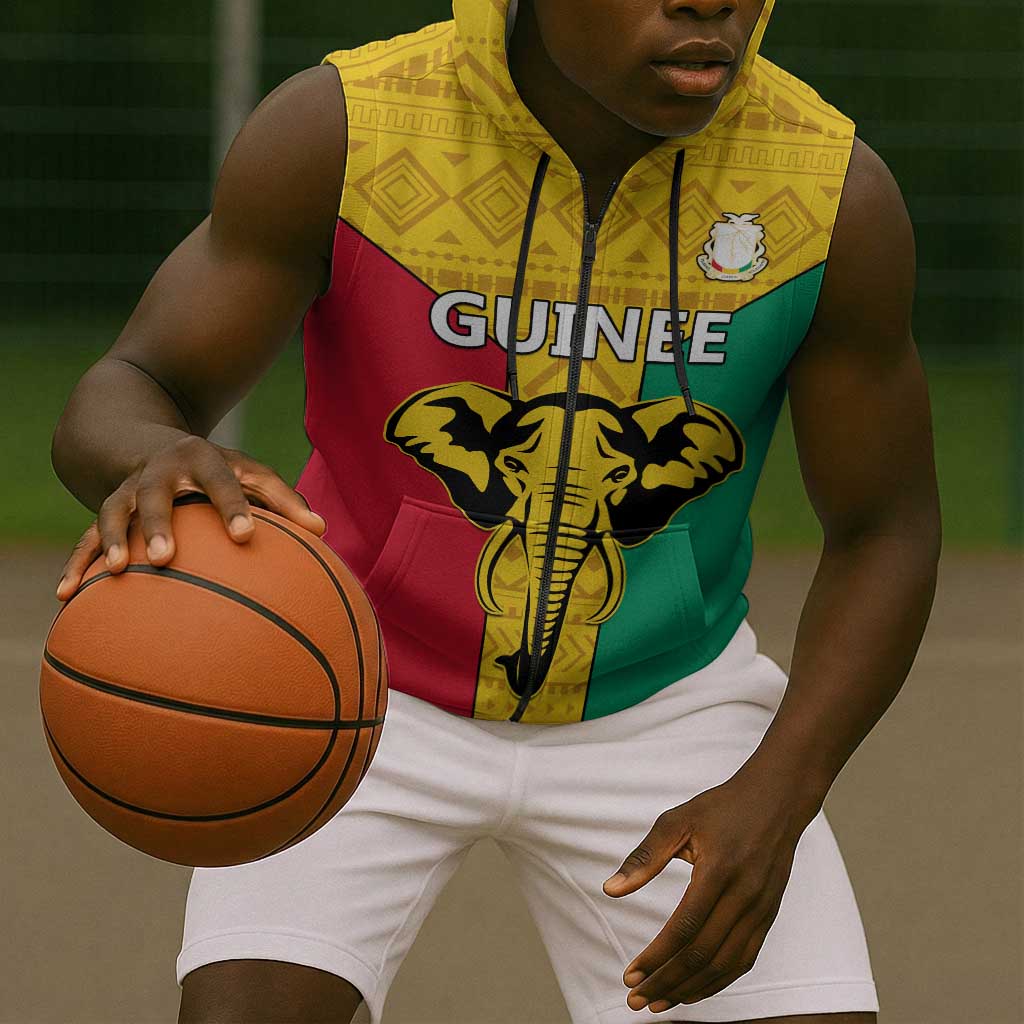 Guinea Football Sleeveless Zip Hoodie Come On Syli National - African Pride
