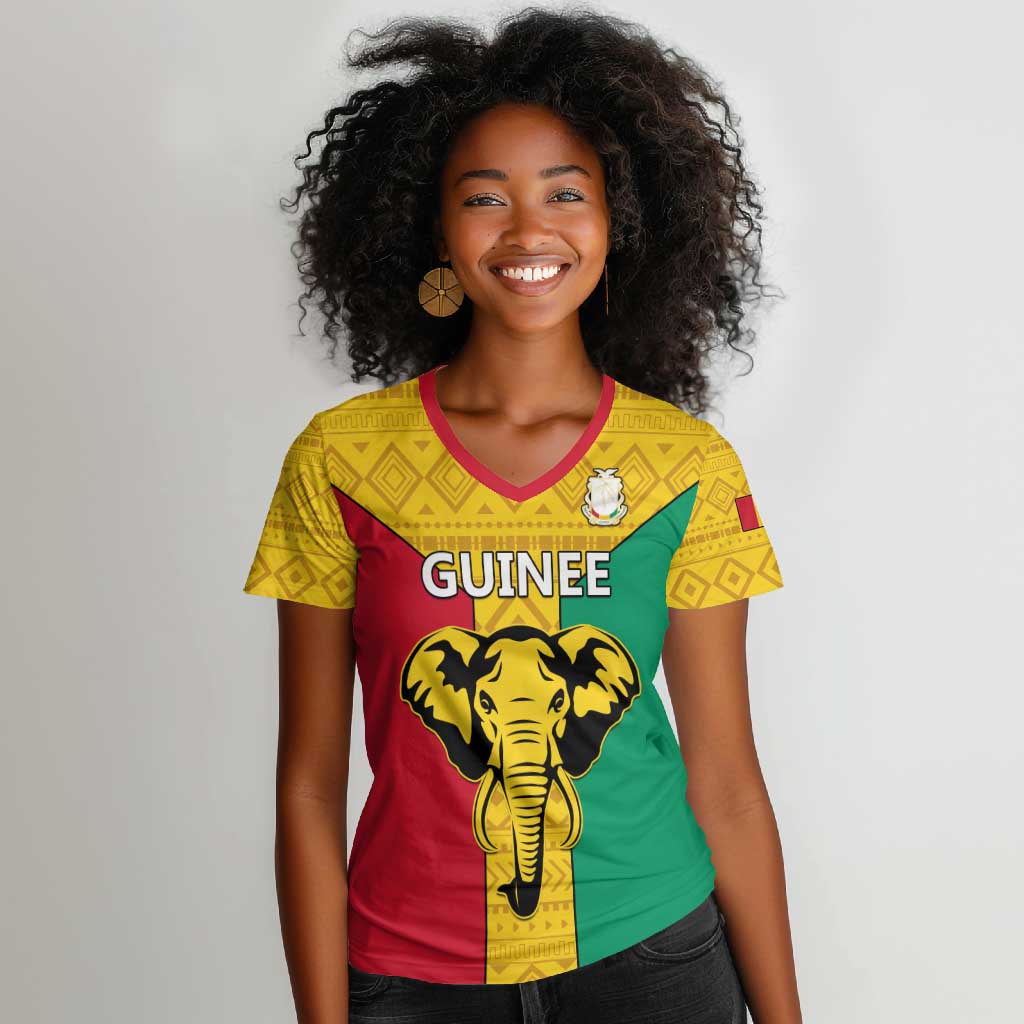 Guinea Football Women V-Neck T-Shirt Come On Syli National