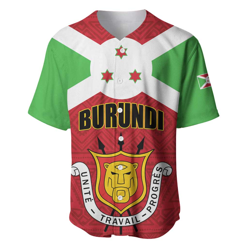 Personalized Burundi Baseball Jersey Coat Of Arms African Pattern