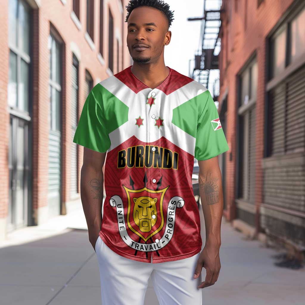 Personalized Burundi Baseball Jersey Coat Of Arms African Pattern