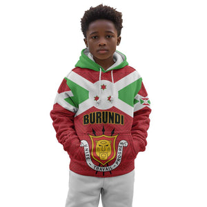 Personalized Burundi Kid Hoodie Coat Of Arms African Pattern