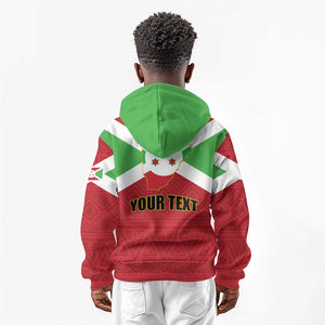 Personalized Burundi Kid Hoodie Coat Of Arms African Pattern