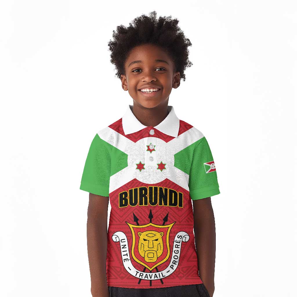 Personalized Burundi Kid Polo Shirt Coat Of Arms African Pattern