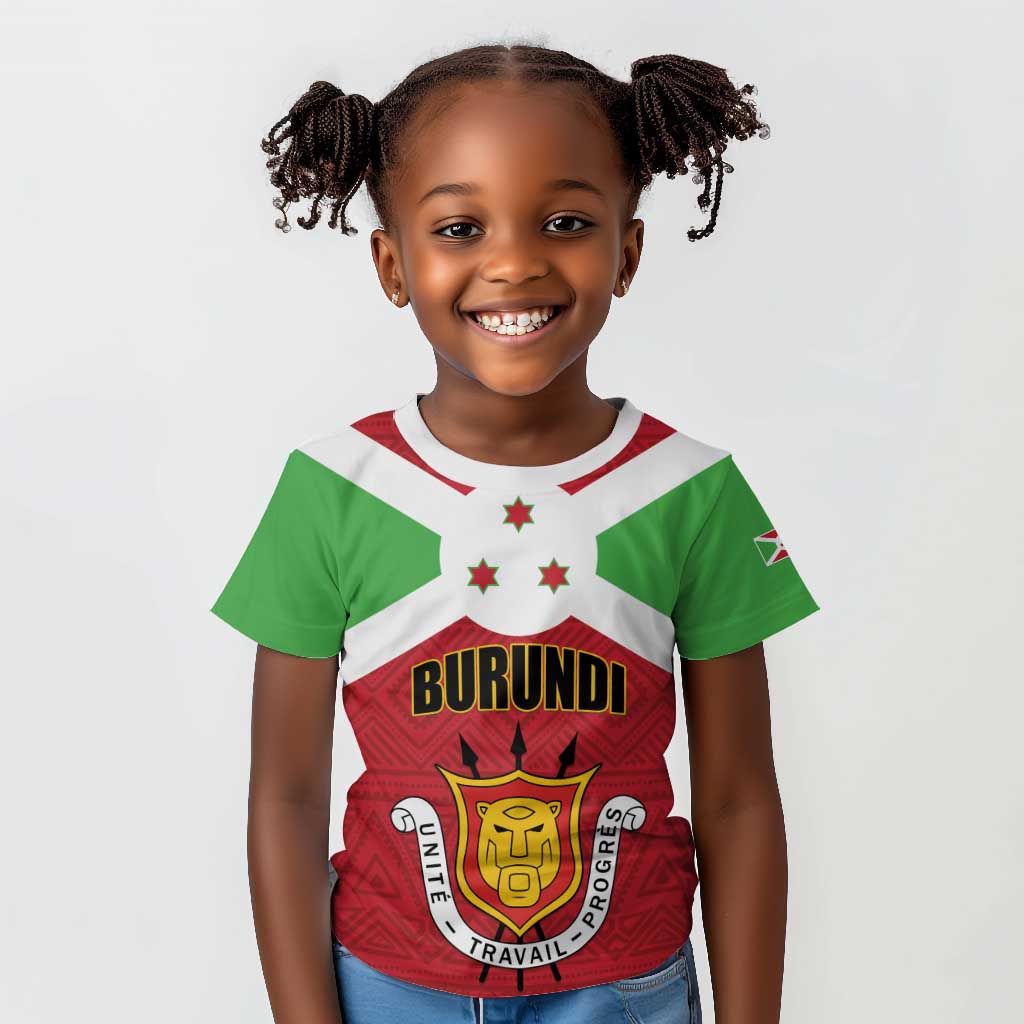 Personalized Burundi Kid T shirt Coat Of Arms African Pattern