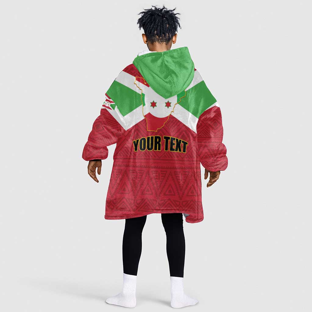 Personalized Burundi KId Wearable Blanket Hoodie Coat Of Arms African Pattern