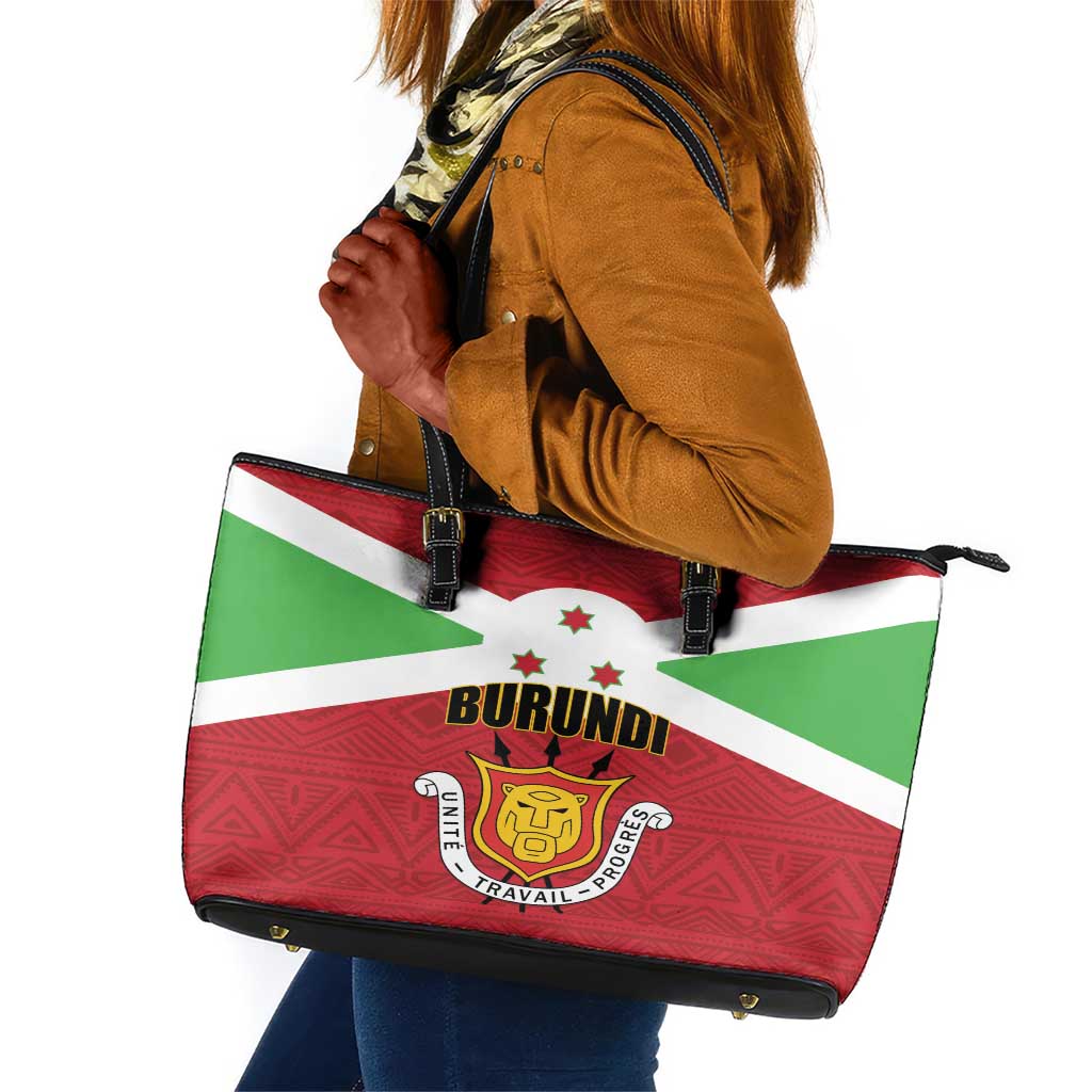 Burundi Leather Tote Bag Coat Of Arms African Pattern