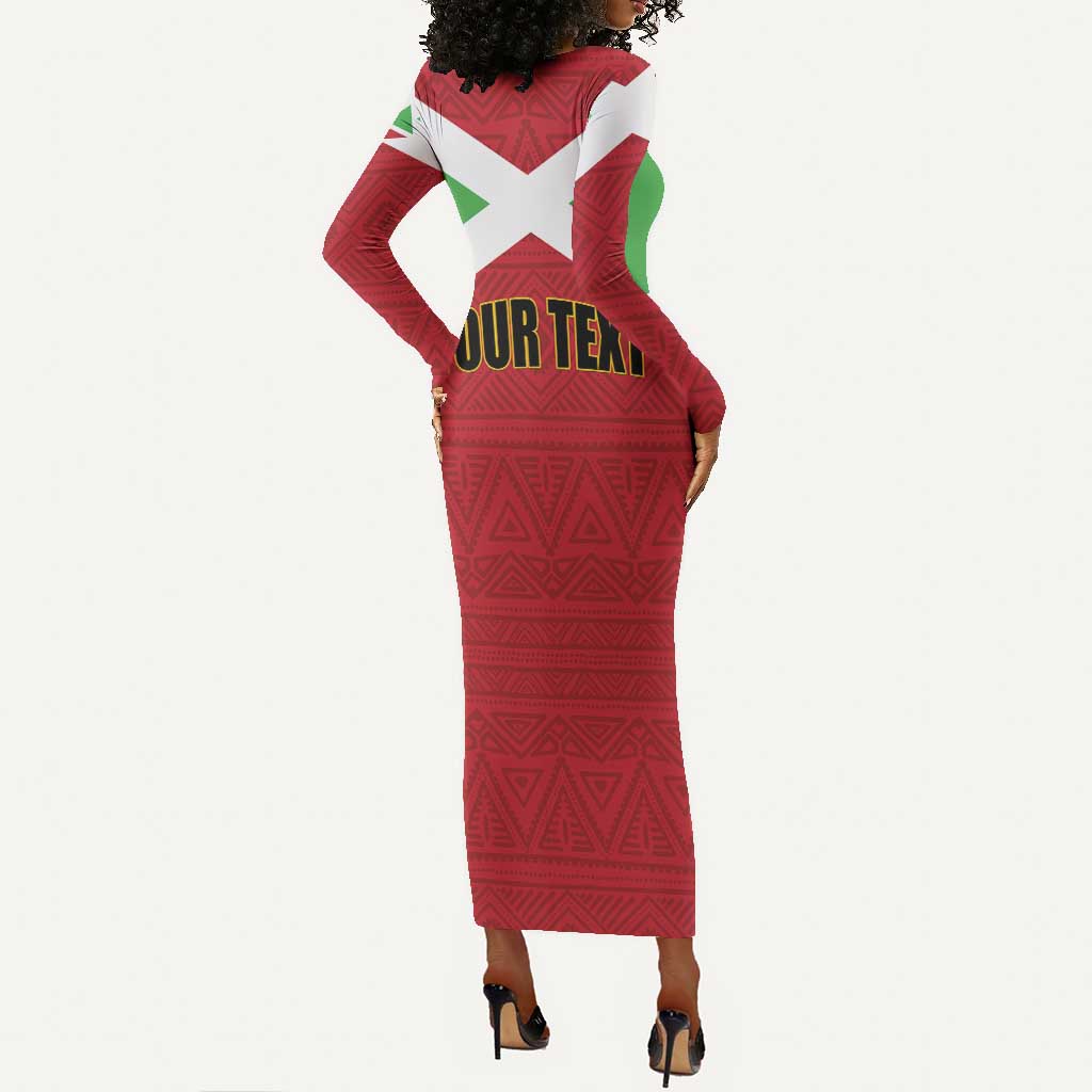 Personalized Burundi Long Sleeve Bodycon Dress Coat Of Arms African Pattern LT01
