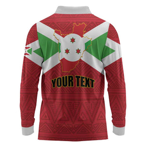 Personalized Burundi Long Sleeve Polo Shirt Coat Of Arms African Pattern