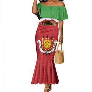 Personalized Burundi Mermaid Dress Coat Of Arms African Pattern