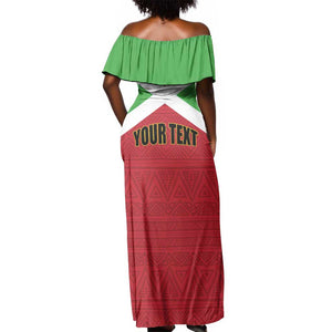 Personalized Burundi Off Shoulder Maxi Dress Coat Of Arms African Pattern