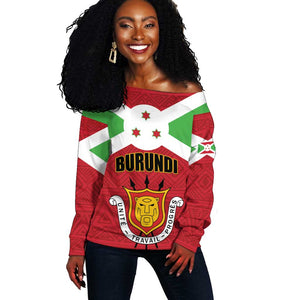 Personalized Burundi Off Shoulder Sweater Coat Of Arms African Pattern