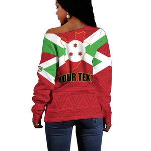 Personalized Burundi Off Shoulder Sweater Coat Of Arms African Pattern