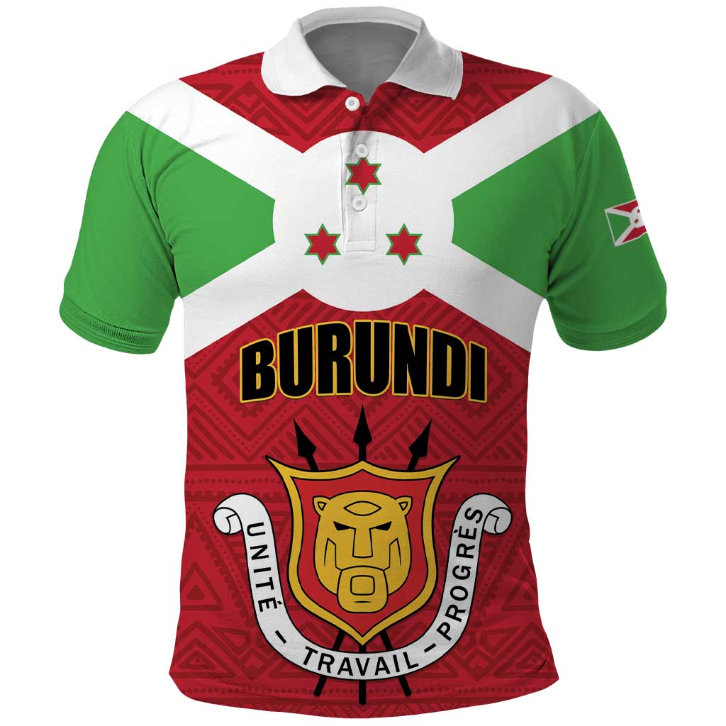 Personalized Burundi Polo Shirt Coat Of Arms African Pattern