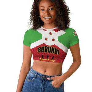 Personalized Burundi Raglan Cropped T shirt Coat Of Arms African Pattern