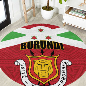 Burundi Round Carpet Coat Of Arms African Pattern