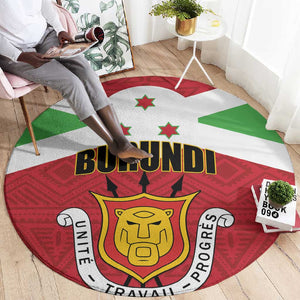 Burundi Round Carpet Coat Of Arms African Pattern