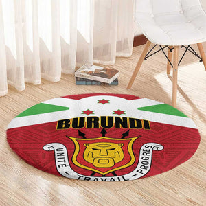 Burundi Round Carpet Coat Of Arms African Pattern