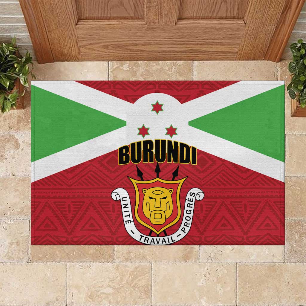 Burundi Rubber Doormat Coat Of Arms African Pattern