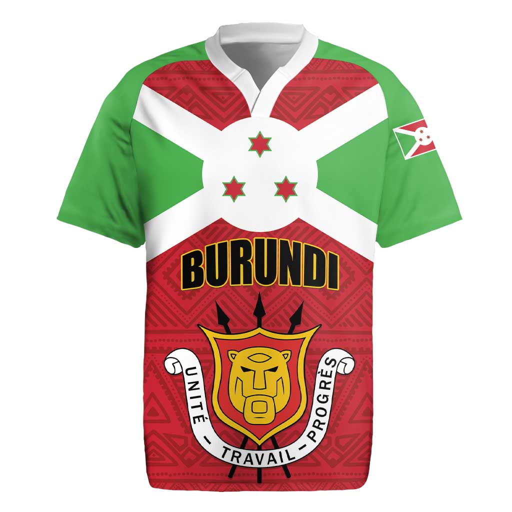 Personalized Burundi Rugby Jersey Coat Of Arms African Pattern