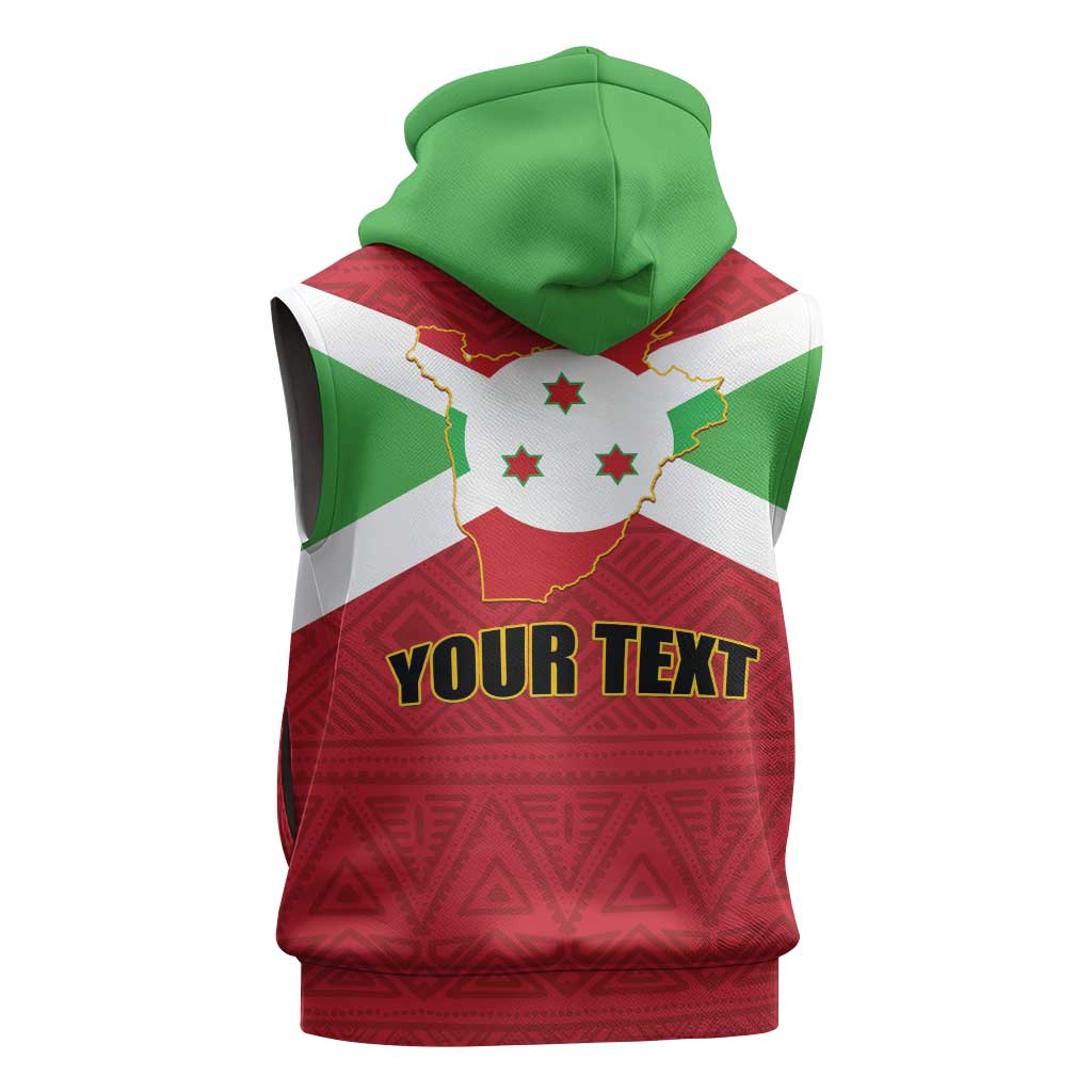 Personalized Burundi Sleeveless Zip Hoodie Coat Of Arms African Pattern - African Pride