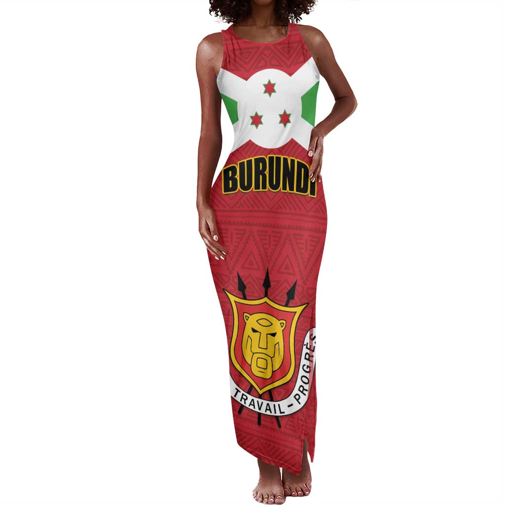 Personalized Burundi Tank Maxi Dress Coat Of Arms African Pattern