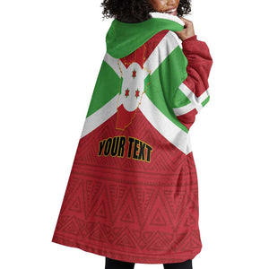 Personalized Burundi Wearable Blanket Hoodie Coat Of Arms African Pattern