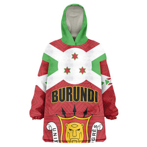 Personalized Burundi Wearable Blanket Hoodie Coat Of Arms African Pattern