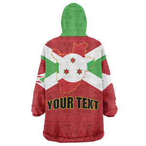 Personalized Burundi Wearable Blanket Hoodie Coat Of Arms African Pattern