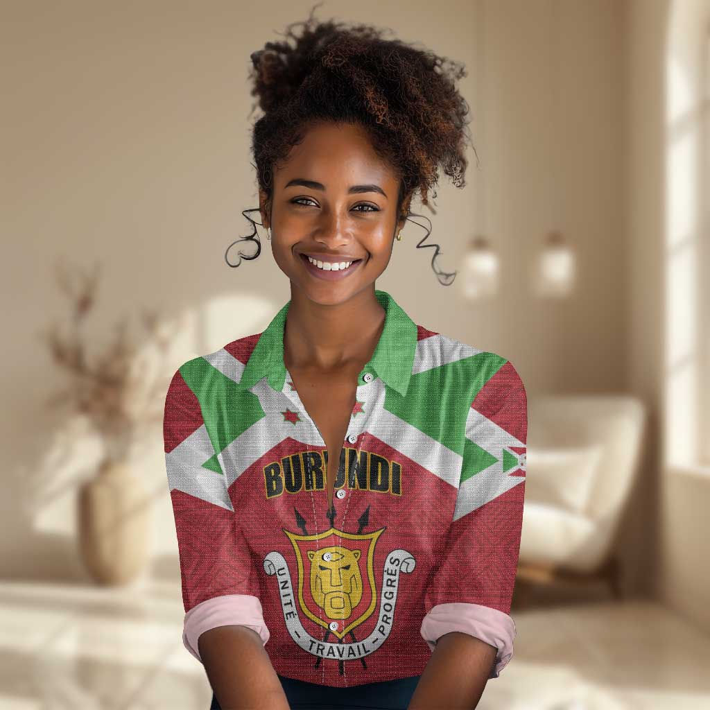 Personalized Burundi Women Casual Shirt Coat Of Arms African Pattern