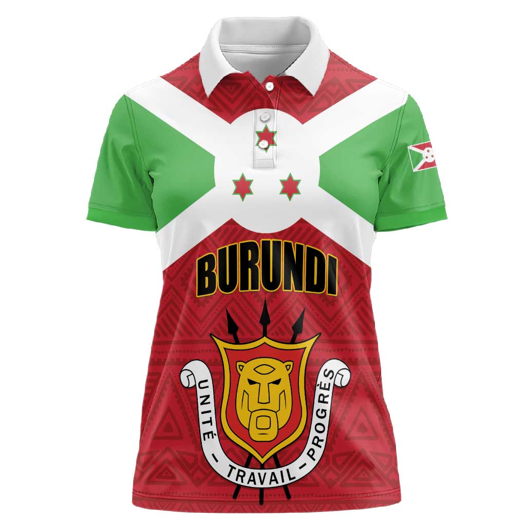 Personalized Burundi Women Polo Shirt Coat Of Arms African Pattern