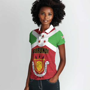 Personalized Burundi Women Polo Shirt Coat Of Arms African Pattern