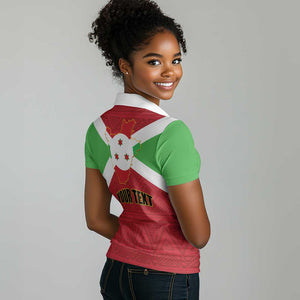 Personalized Burundi Women Polo Shirt Coat Of Arms African Pattern