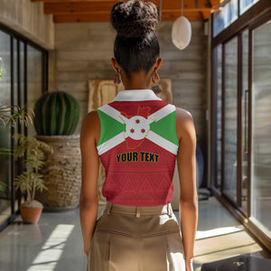 Personalized Burundi Women Sleeveless Polo Shirt Coat Of Arms African Pattern