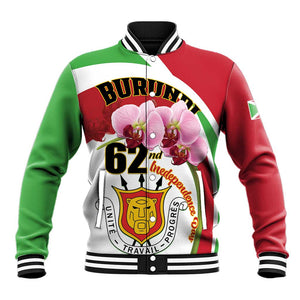 Personalized Burundi Independence Day Baseball Jacket Coat Of Arms Bujumbura Flower LT01