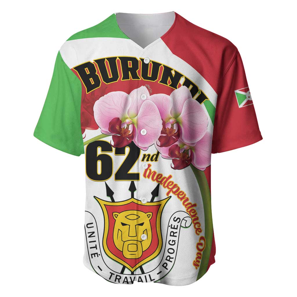 Personalized Burundi Independence Day Baseball Jersey Coat Of Arms Bujumbura Flower