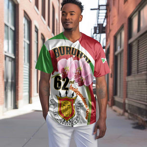 Personalized Burundi Independence Day Baseball Jersey Coat Of Arms Bujumbura Flower