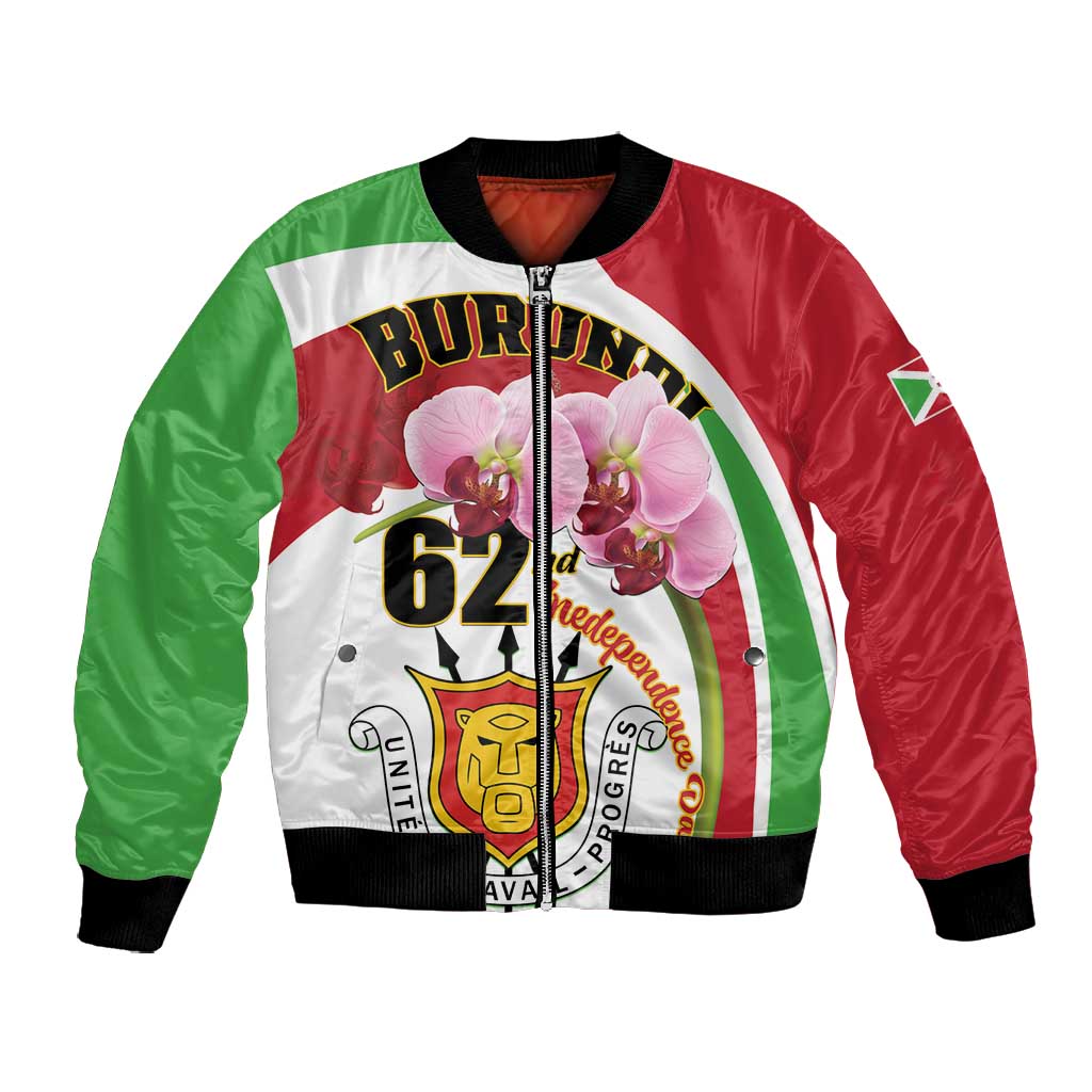 Personalized Burundi Independence Day Bomber Jacket Coat Of Arms Bujumbura Flower